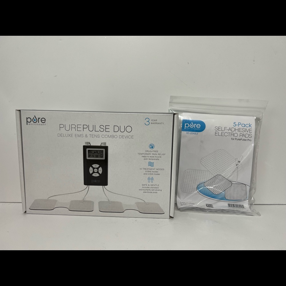 Pure Enrichment PurePulse DUO TENS/EMS Bundle + 5 Extra Pack of Electrode Pad